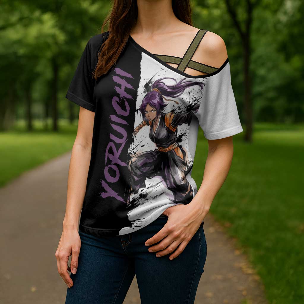 Personalized Yoruichi Shihouin Cross Shoulder Shirt Ink Splash Anime Brush Style