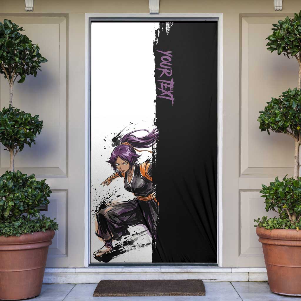 Personalized Yoruichi Shihouin Door Cover Ink Splash Anime Brush Style