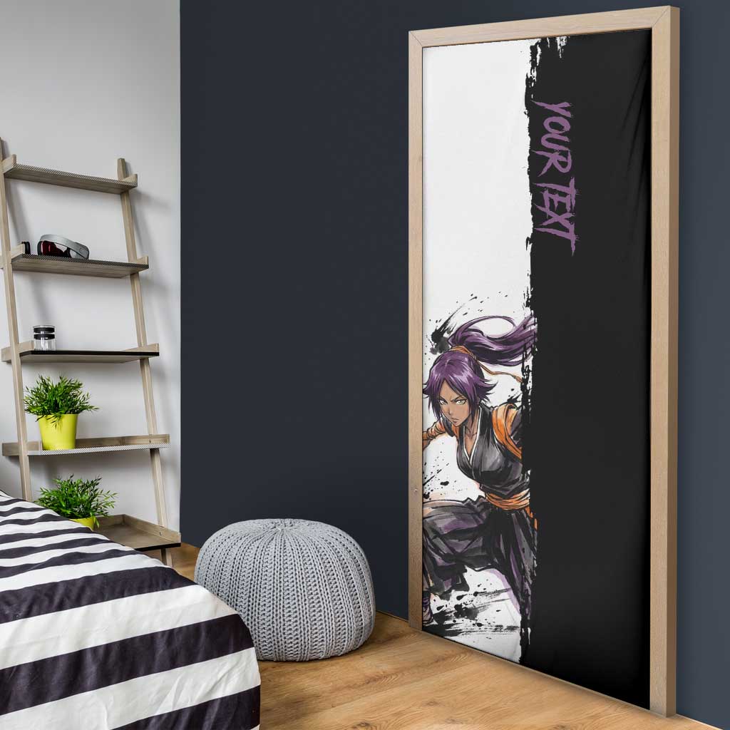 Personalized Yoruichi Shihouin Door Cover Ink Splash Anime Brush Style
