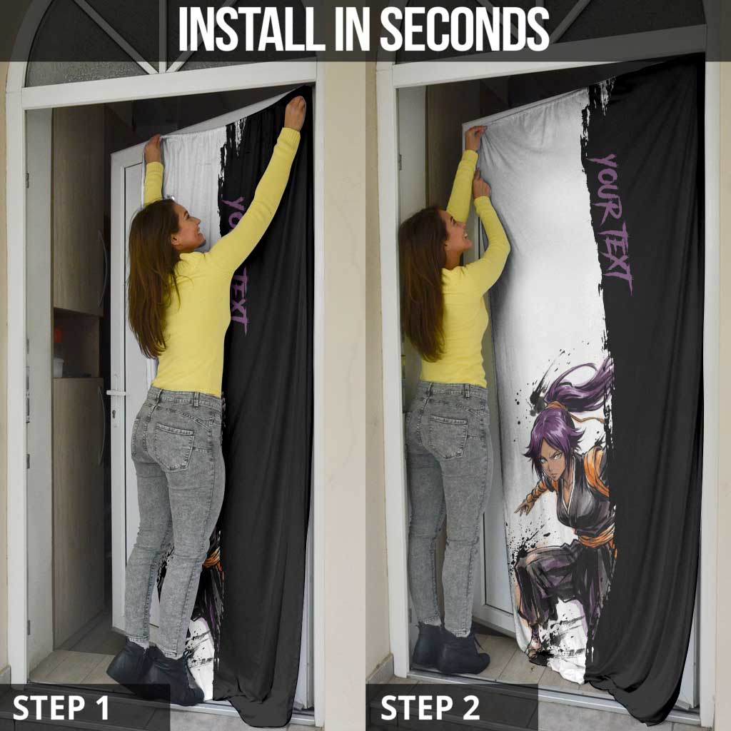 Personalized Yoruichi Shihouin Door Cover Ink Splash Anime Brush Style