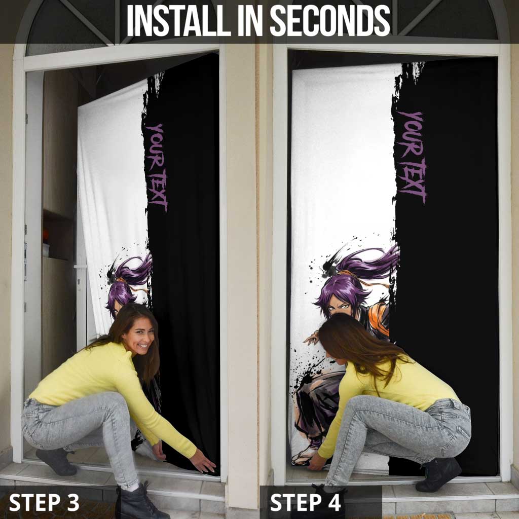Personalized Yoruichi Shihouin Door Cover Ink Splash Anime Brush Style
