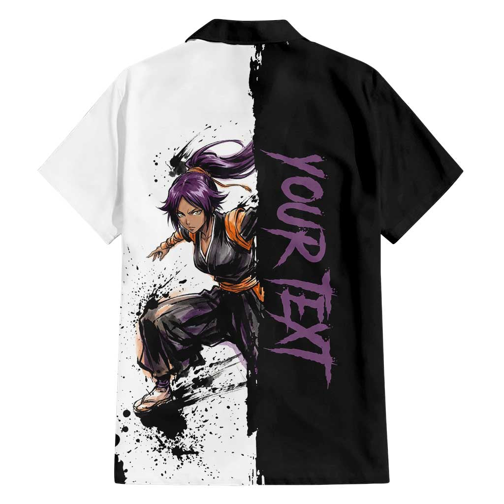 Personalized Yoruichi Shihouin Family Matching Long Sleeve Bodycon Dress and Hawaiian Shirt Ink Splash Anime Brush Style
