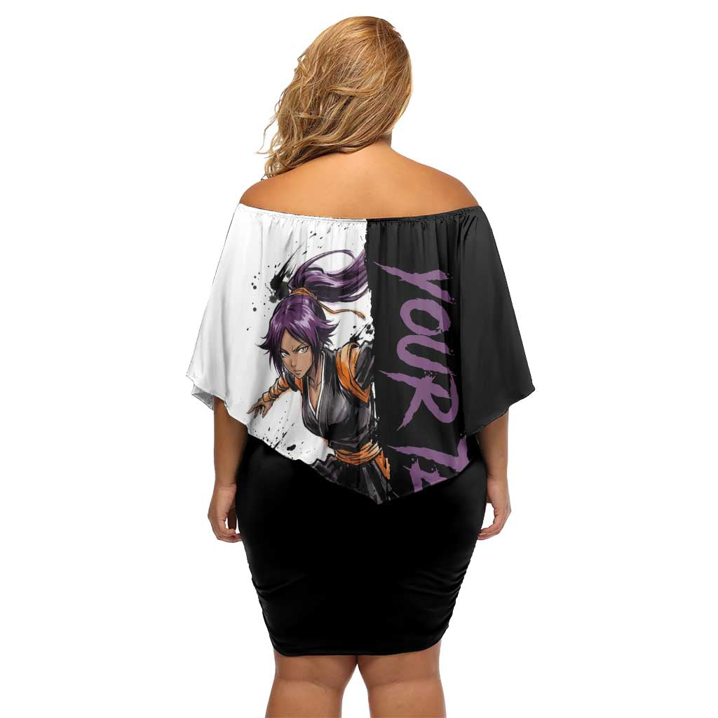 Personalized Yoruichi Shihouin Family Matching Off Shoulder Short Dress and Hawaiian Shirt Ink Splash Anime Brush Style