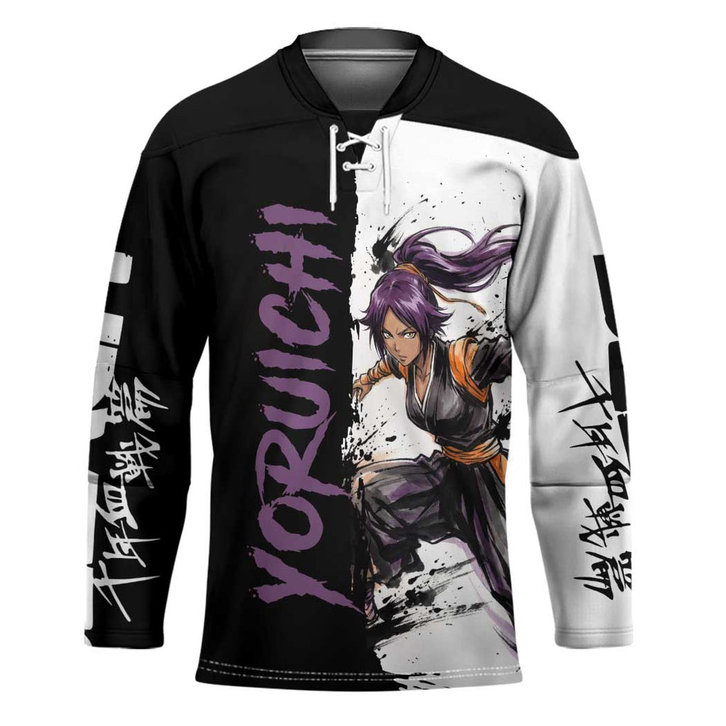 Personalized Yoruichi Shihouin Hockey Jersey Ink Splash Anime Brush Style