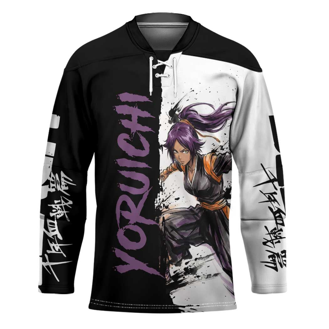 Personalized Yoruichi Shihouin Hockey Jersey Ink Splash Anime Brush Style