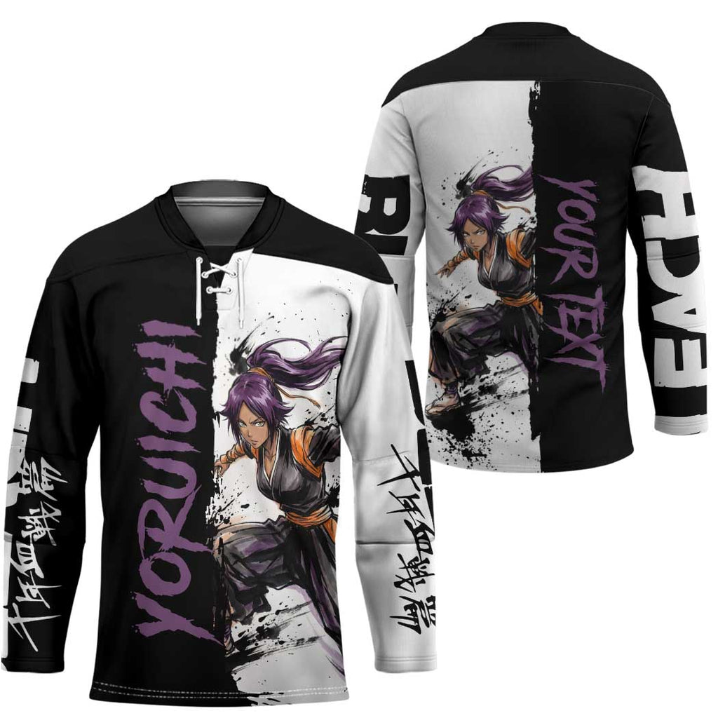 Personalized Yoruichi Shihouin Hockey Jersey Ink Splash Anime Brush Style