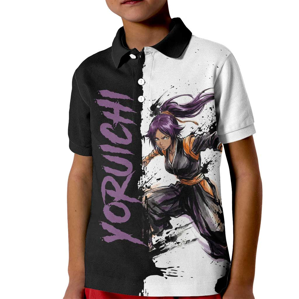 Personalized Yoruichi Shihouin Kid Polo Shirt Ink Splash Anime Brush Style