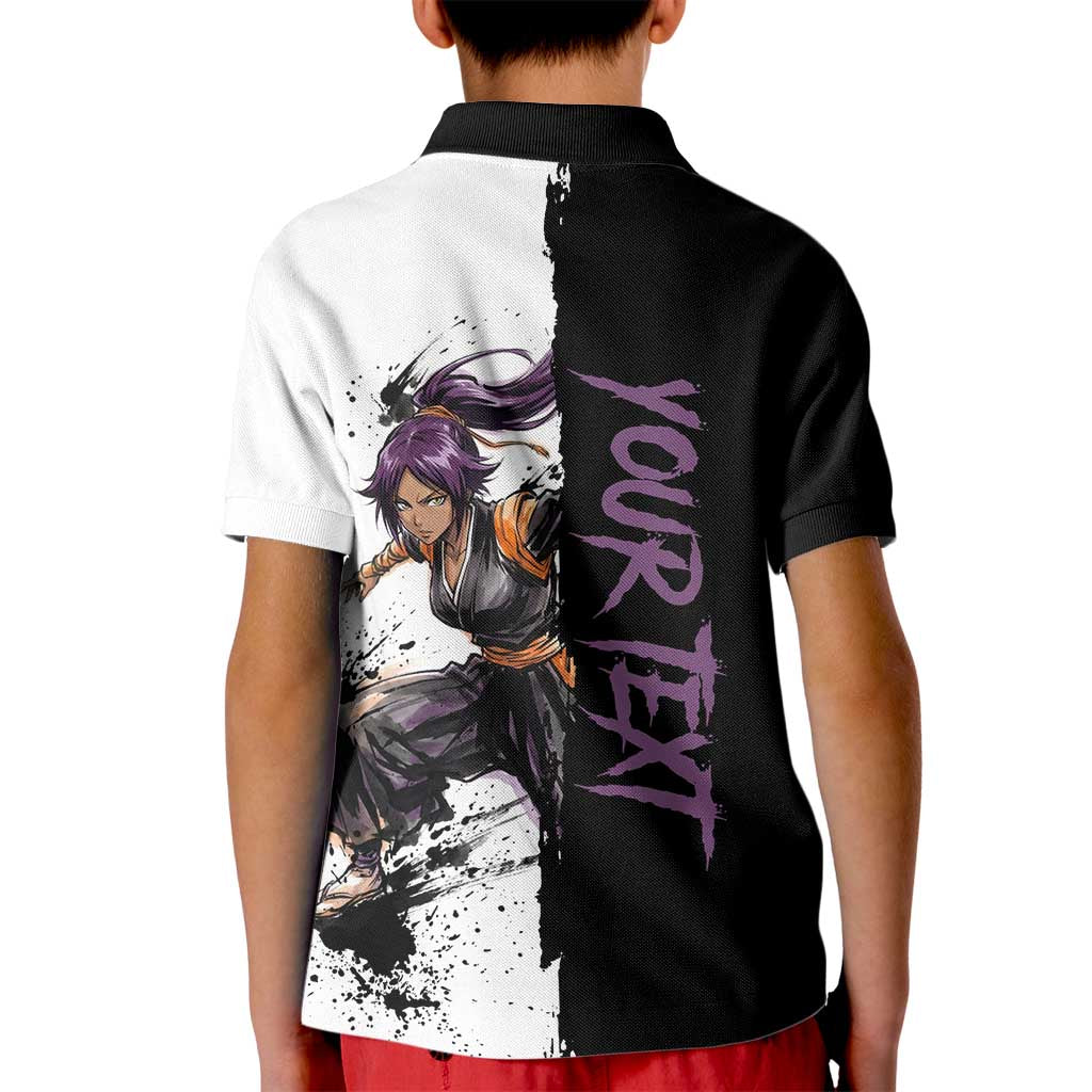 Personalized Yoruichi Shihouin Kid Polo Shirt Ink Splash Anime Brush Style