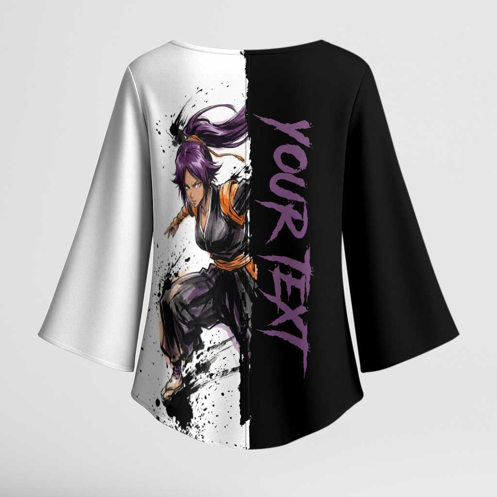 Personalized Yoruichi Shihouin Kimono Sleeve Blouse Ink Splash Anime Brush Style