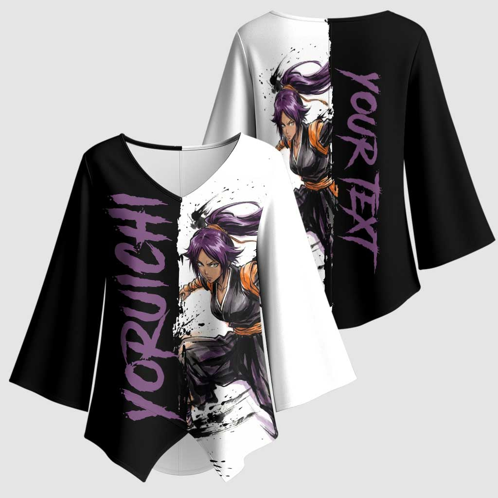 Personalized Yoruichi Shihouin Kimono Sleeve Blouse Ink Splash Anime Brush Style
