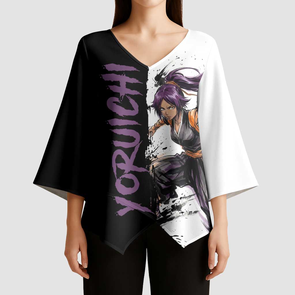 Personalized Yoruichi Shihouin Kimono Sleeve Blouse Ink Splash Anime Brush Style
