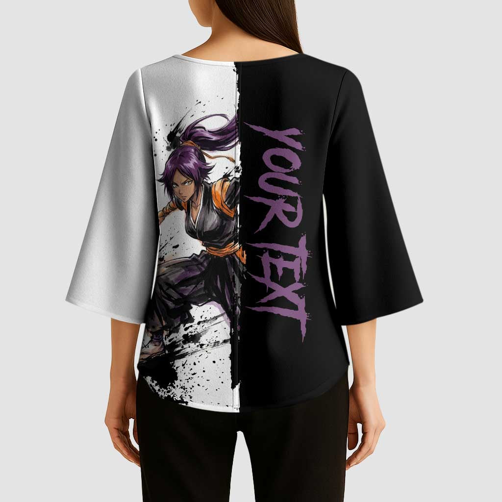 Personalized Yoruichi Shihouin Kimono Sleeve Blouse Ink Splash Anime Brush Style
