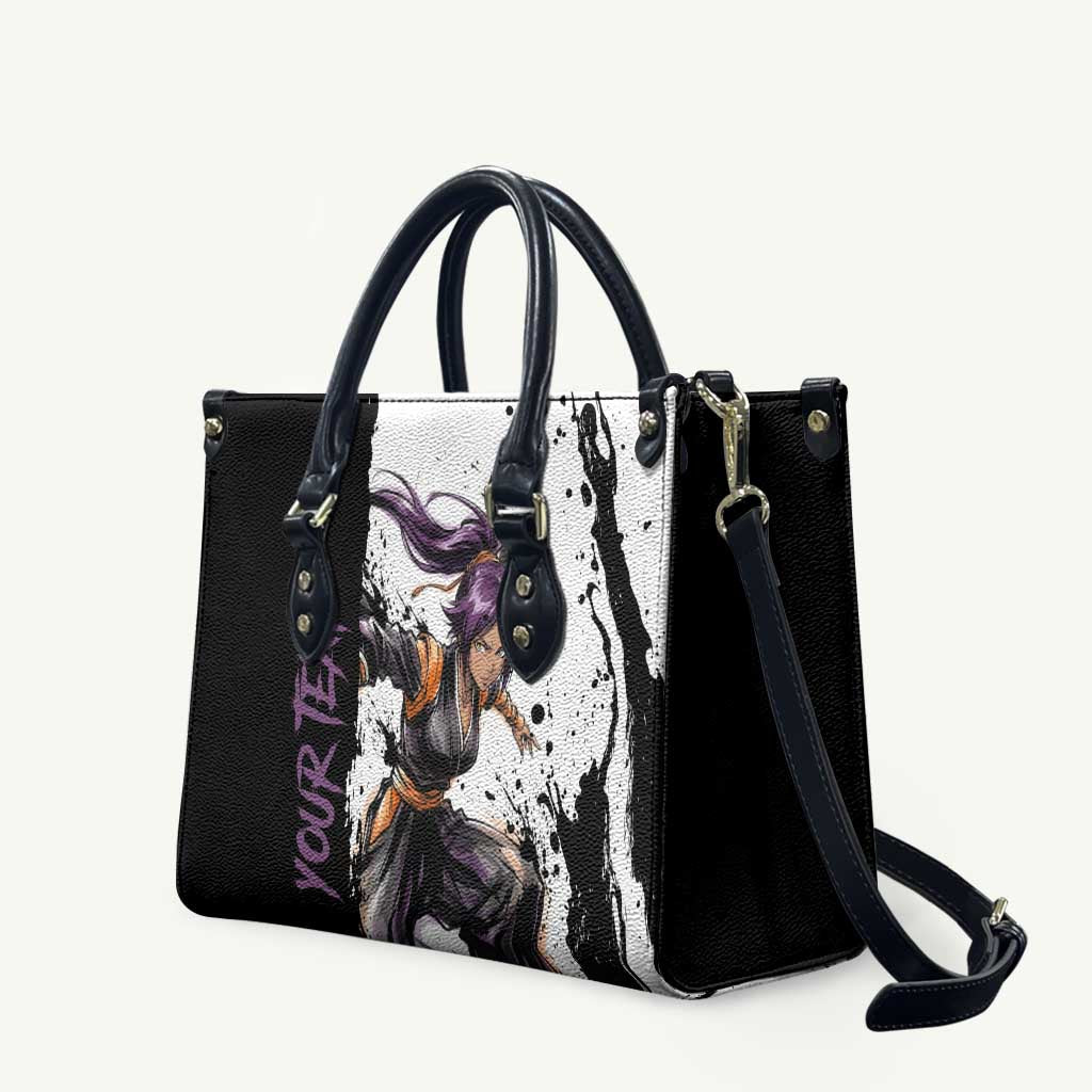 Personalized Yoruichi Shihouin Leather Bag Ink Splash Anime Brush Style