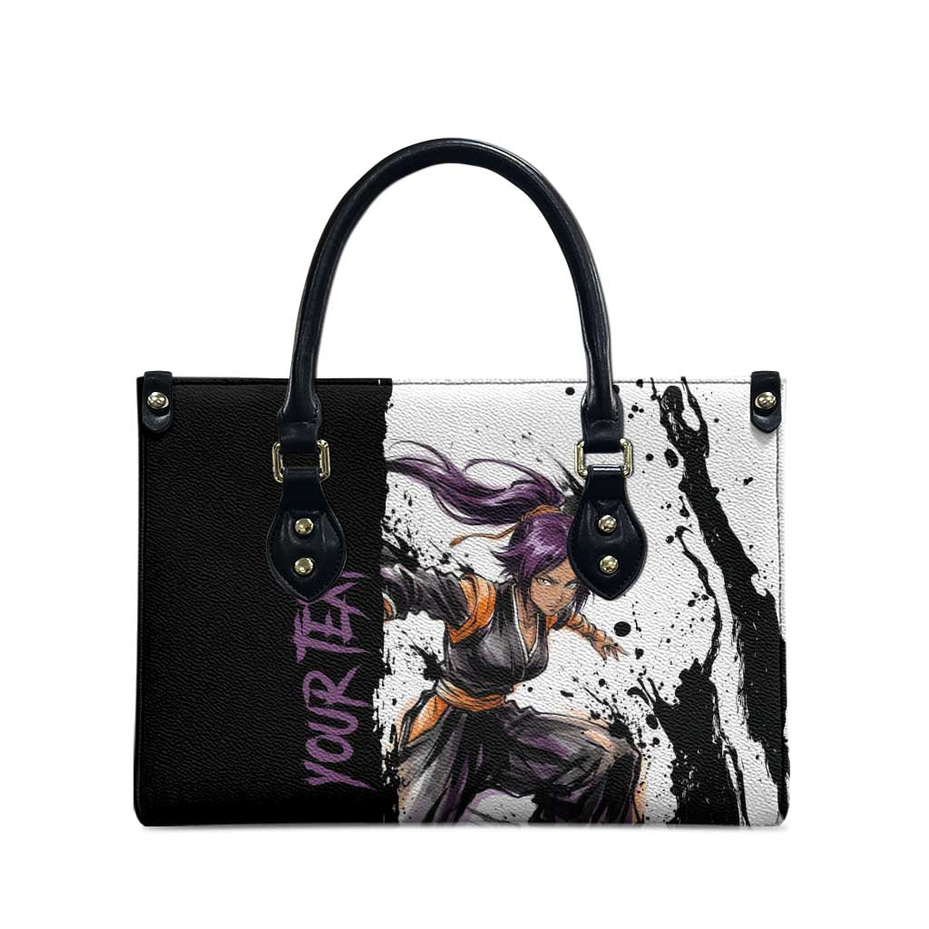 Personalized Yoruichi Shihouin Leather Bag Ink Splash Anime Brush Style