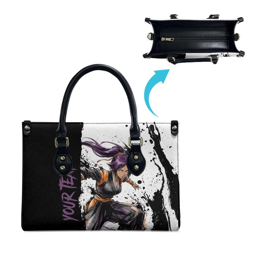 Personalized Yoruichi Shihouin Leather Bag Ink Splash Anime Brush Style