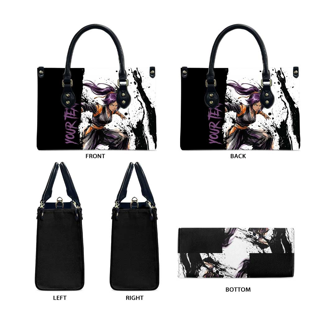 Personalized Yoruichi Shihouin Leather Bag Ink Splash Anime Brush Style