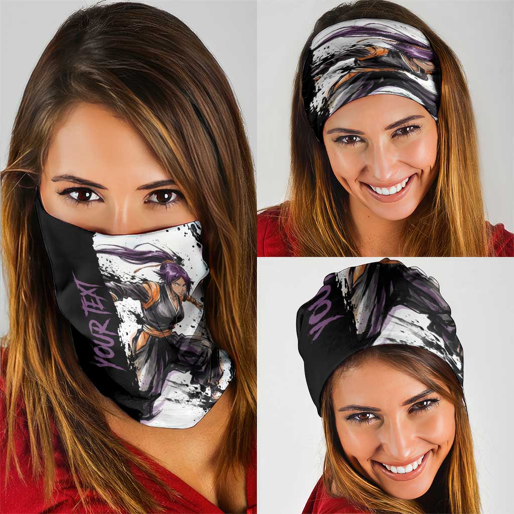 Personalized Yoruichi Shihouin Neck Gaiter Ink Splash Anime Brush Style