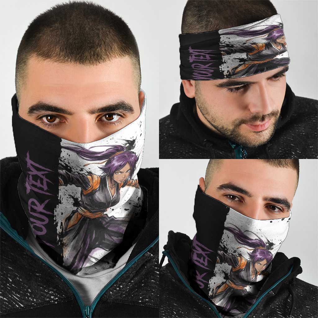 Personalized Yoruichi Shihouin Neck Gaiter Ink Splash Anime Brush Style