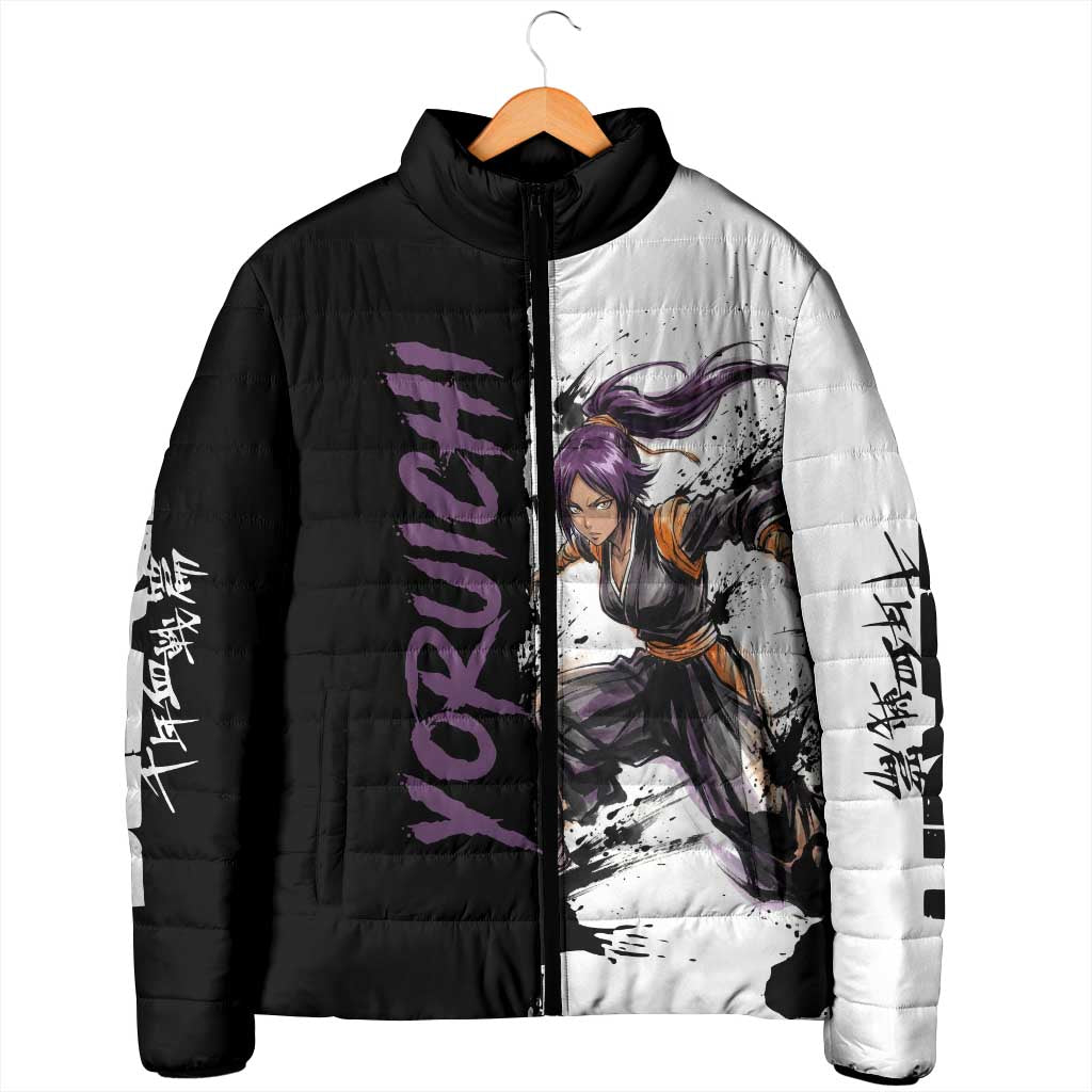 Personalized Yoruichi Shihouin Padded Jacket Ink Splash Anime Brush Style
