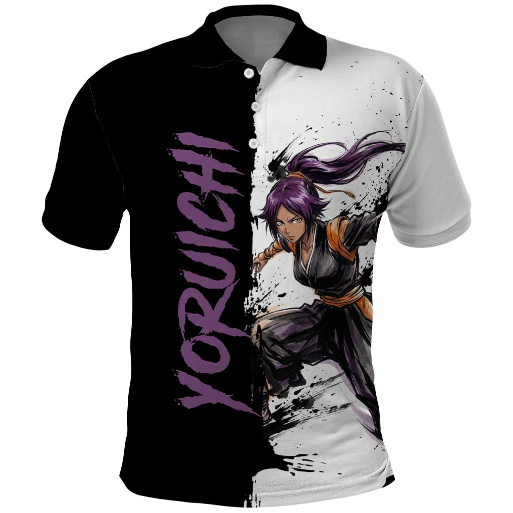 Personalized Yoruichi Shihouin Polo Shirt Ink Splash Anime Brush Style