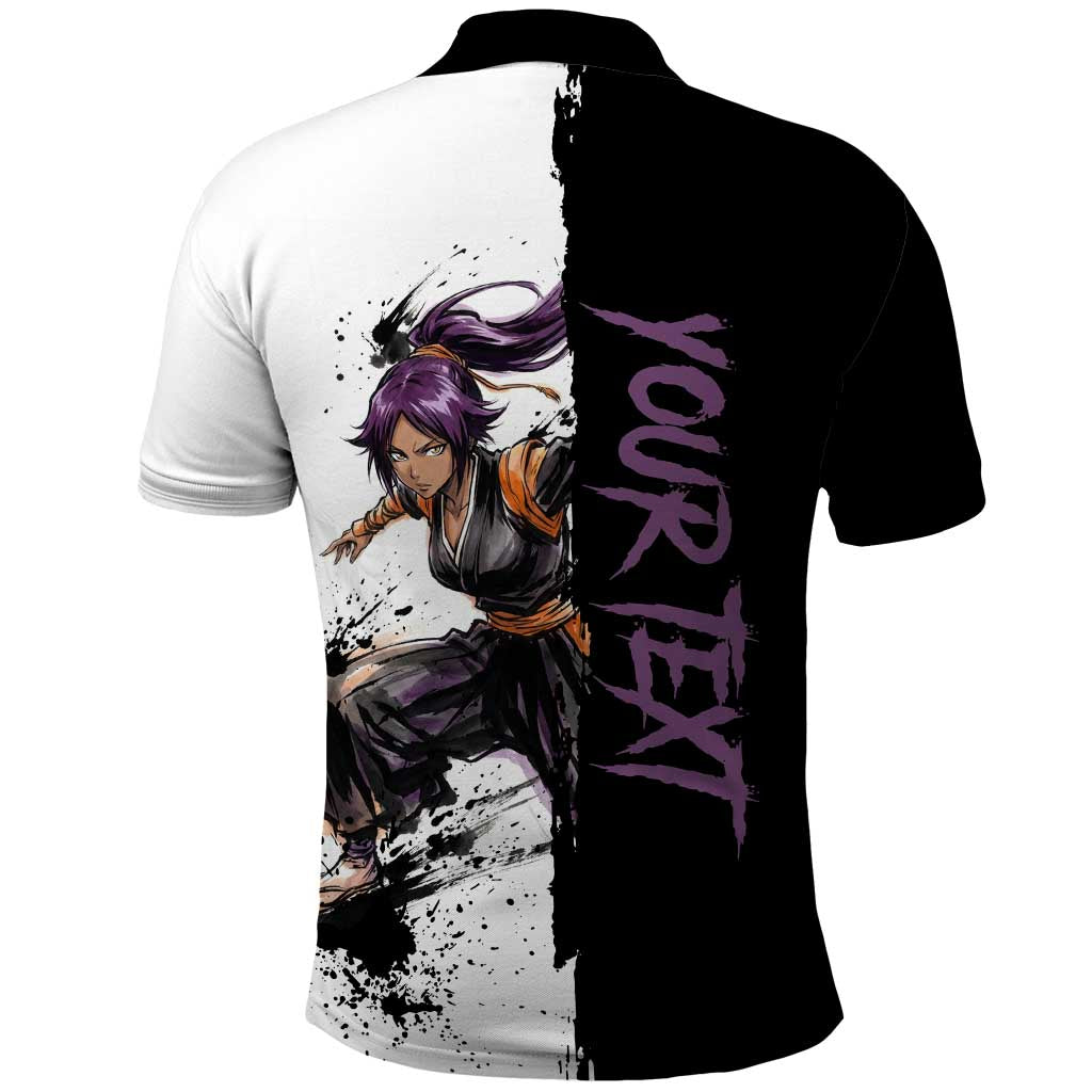 Personalized Yoruichi Shihouin Polo Shirt Ink Splash Anime Brush Style