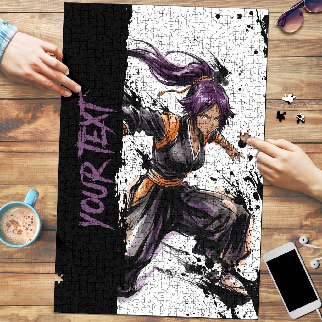 Personalized Yoruichi Shihouin Puzzle Ink Splash Anime Brush Style