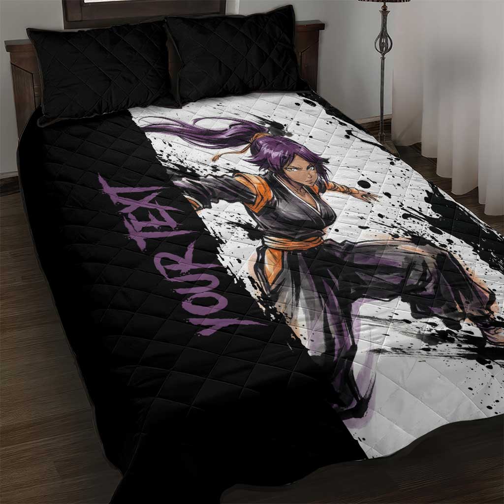 Personalized Yoruichi Shihouin Quilt Bed Set Ink Splash Anime Brush Style