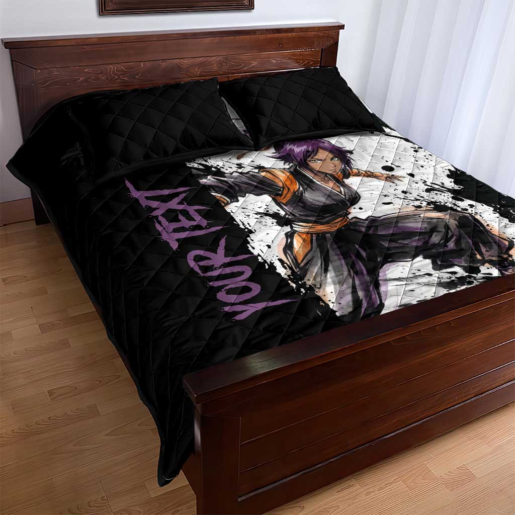 Personalized Yoruichi Shihouin Quilt Bed Set Ink Splash Anime Brush Style