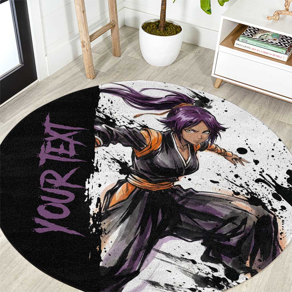Personalized Yoruichi Shihouin Round Carpet Ink Splash Anime Brush Style