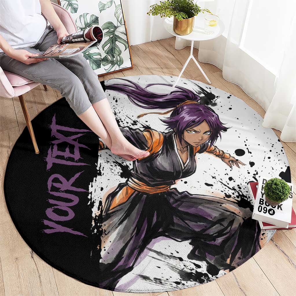 Personalized Yoruichi Shihouin Round Carpet Ink Splash Anime Brush Style