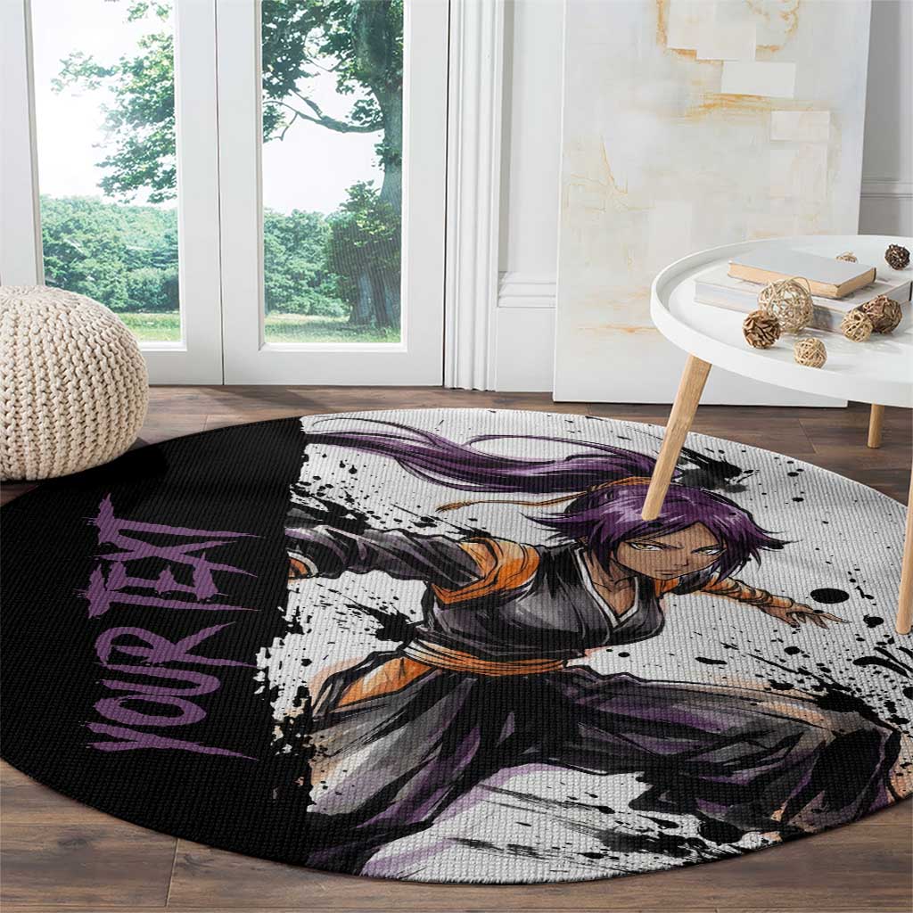 Personalized Yoruichi Shihouin Round Carpet Ink Splash Anime Brush Style