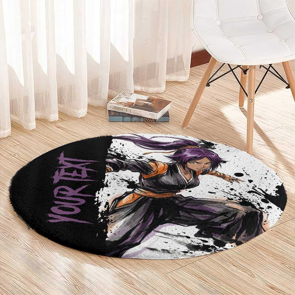 Personalized Yoruichi Shihouin Round Carpet Ink Splash Anime Brush Style