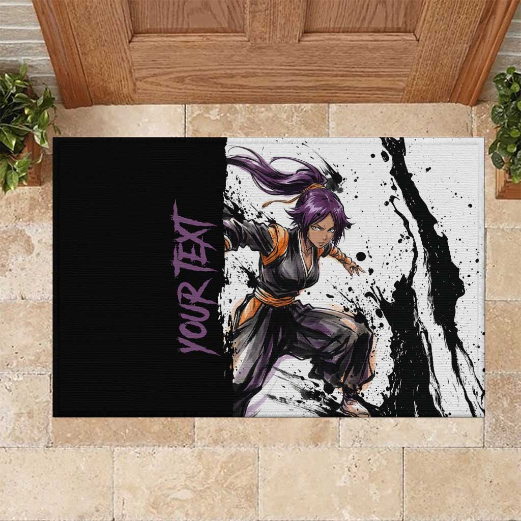 Personalized Yoruichi Shihouin Rubber Doormat Ink Splash Anime Brush Style