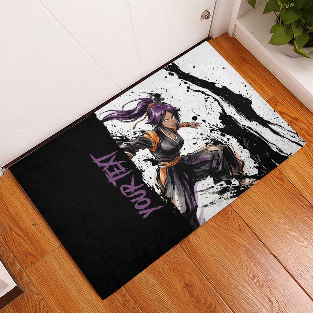 Personalized Yoruichi Shihouin Rubber Doormat Ink Splash Anime Brush Style