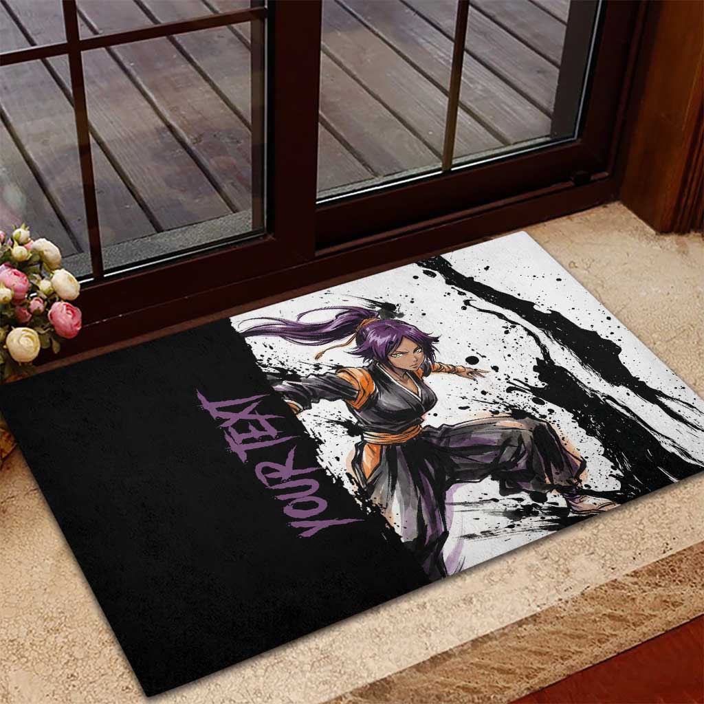 Personalized Yoruichi Shihouin Rubber Doormat Ink Splash Anime Brush Style