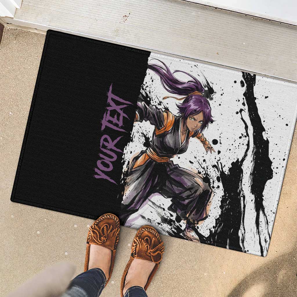 Personalized Yoruichi Shihouin Rubber Doormat Ink Splash Anime Brush Style