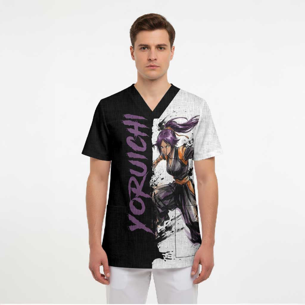 Personalized Yoruichi Shihouin Scrub Top Ink Splash Anime Brush Style