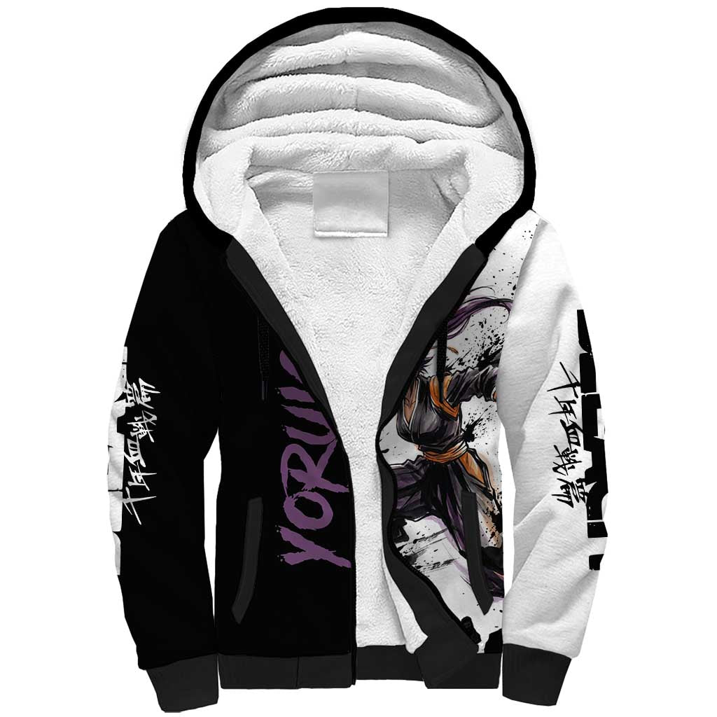 Personalized Yoruichi Shihouin Sherpa Hoodie Ink Splash Anime Brush Style