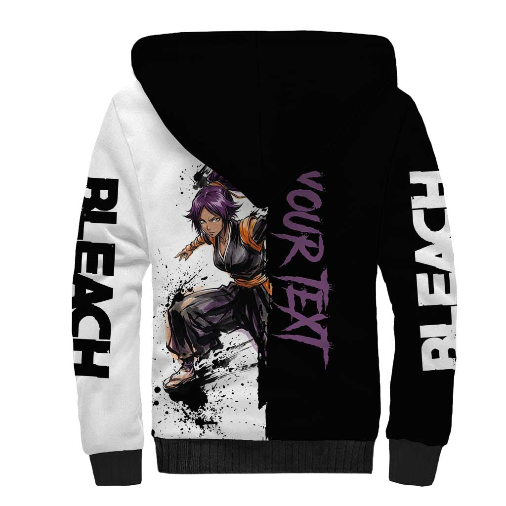 Personalized Yoruichi Shihouin Sherpa Hoodie Ink Splash Anime Brush Style