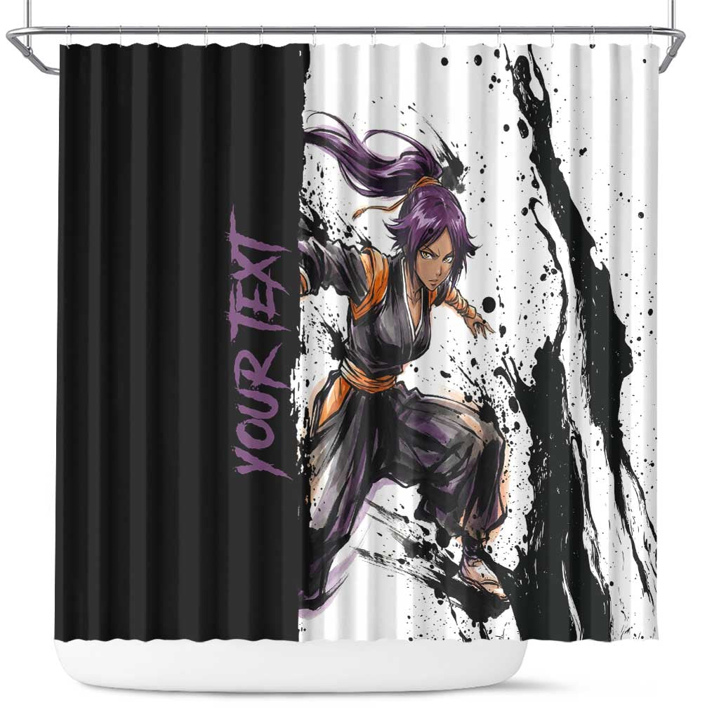 Personalized Yoruichi Shihouin Shower Curtain Ink Splash Anime Brush Style
