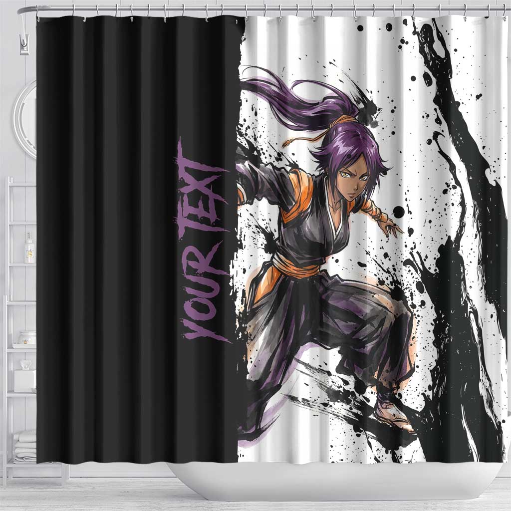 Personalized Yoruichi Shihouin Shower Curtain Ink Splash Anime Brush Style