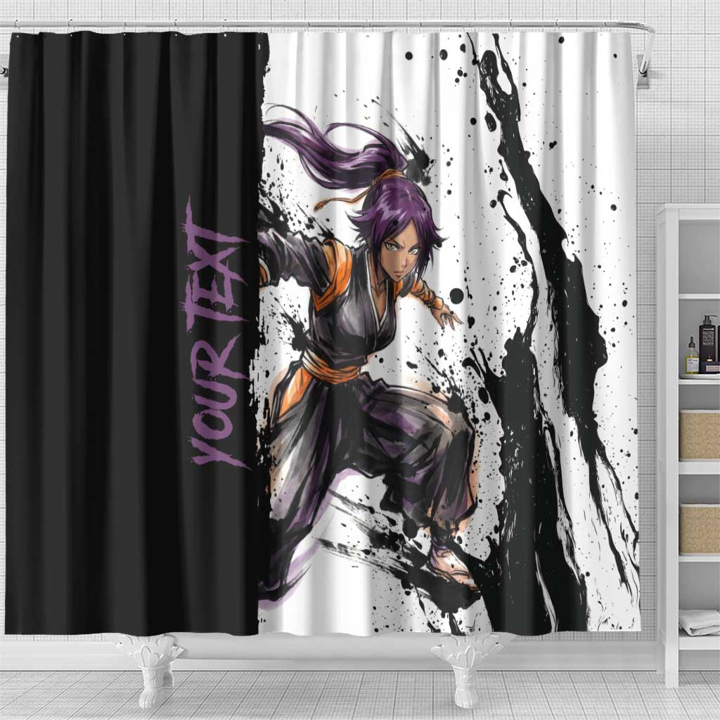 Personalized Yoruichi Shihouin Shower Curtain Ink Splash Anime Brush Style