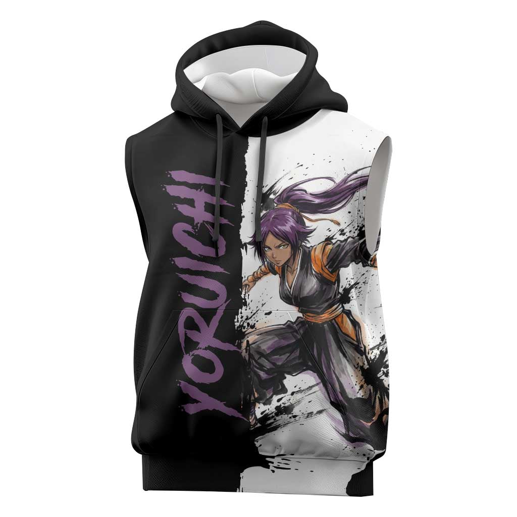 Personalized Yoruichi Shihouin Sleeveless Hoodie Ink Splash Anime Brush Style