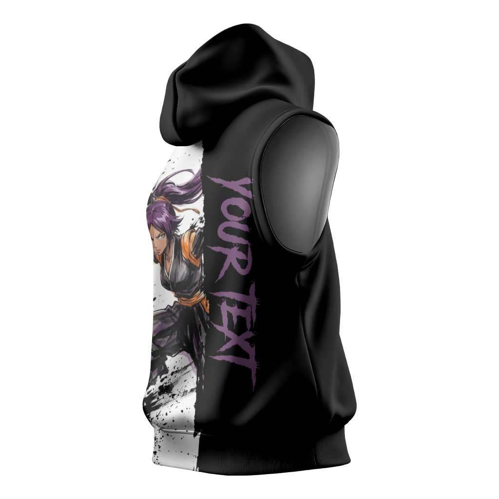 Personalized Yoruichi Shihouin Sleeveless Hoodie Ink Splash Anime Brush Style