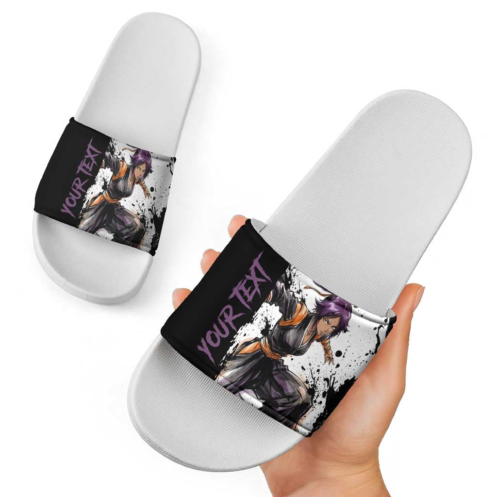 Personalized Yoruichi Shihouin Slide Sandals Ink Splash Anime Brush Style