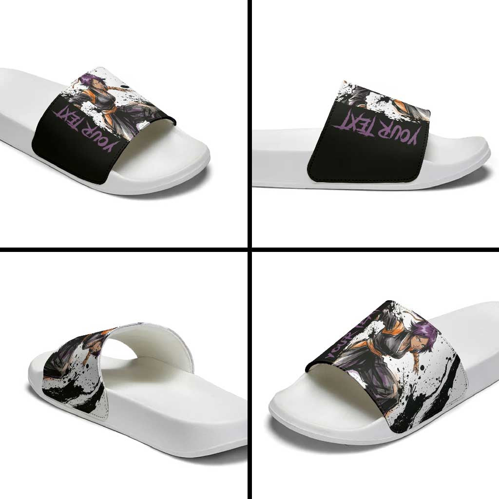 Personalized Yoruichi Shihouin Slide Sandals Ink Splash Anime Brush Style