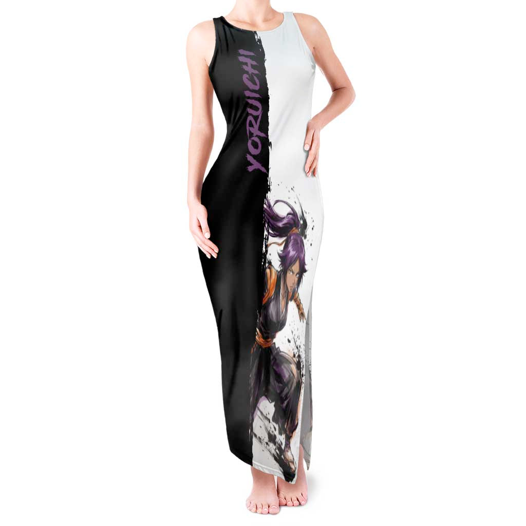 Personalized Yoruichi Shihouin Tank Maxi Dress Ink Splash Anime Brush Style