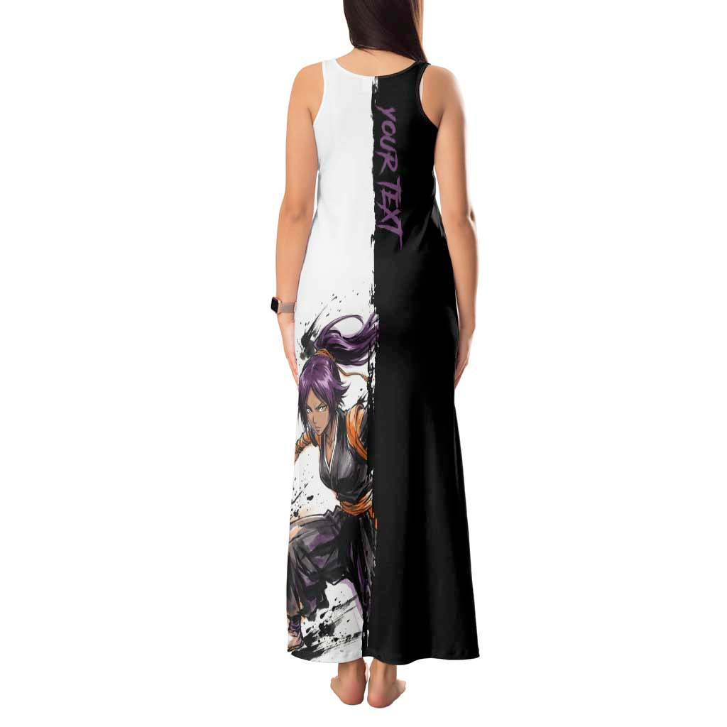 Personalized Yoruichi Shihouin Tank Maxi Dress Ink Splash Anime Brush Style