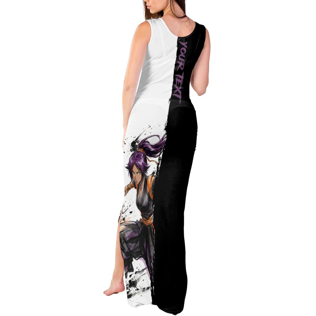 Personalized Yoruichi Shihouin Tank Maxi Dress Ink Splash Anime Brush Style