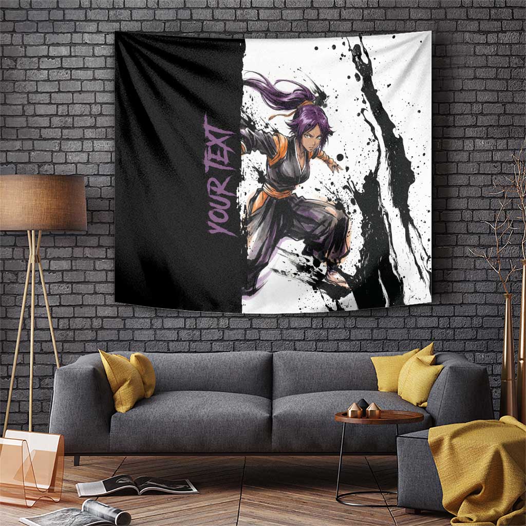 Personalized Yoruichi Shihouin Tapestry Ink Splash Anime Brush Style